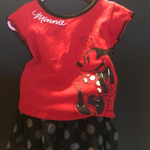 Minnie Mouse shirt and skirt set. 2t red n black - Picture 2 of 3